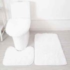 3-piece Solid Bathroom Bath Mat Contour Rug Set With Toilet Lid Cover