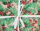 Printed Linen Tablecloth 54 x72  Oblong  Christmas Holly Berries  La