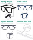 4-pack Oversized Reading Glasses Square Large Frame Readers For Men And Women   