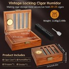 Cigar Box Handcrafted Humidor With Hygrometer And Humidifier  Cedar Wooden