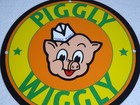 Vintage Nos Piggly Wiggly Self Service Grocery Store 11 75  Porcelain Metal Sign