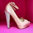 Brian Atwood Martina Swarovski Crystal  Satin Bridal Peep-toe Pumps  39