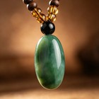 Handmade Boho Long Necklace Wood Beads Green Jade Pendant Ethnic Women Jewelry