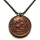 1857 Bank Of Upper Canada Ontario 1 2 Penny Token Pendant Saint George N000599
