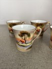 Noritake 6 Hand Painted Tea Cups Tree In The Meadow Pattern Gold Access Vintage