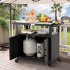  Outdoor Grill Cart With Stainless Steel Tabletop And Storage Cabinet  Black