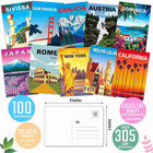 100 Vintage Travel Postcard Set world Famous Country City