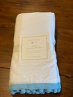 Pottery Barn Baby Organic Pom Pom Quilted Crib Sham    Crib Skirt New Light Blue