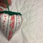 Strawberry Emery   Pincushion Ticking Stripe Fabric With Roses 3-1 2   