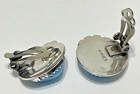 Navajo Sky Blue Turquoise Sterling Silver Clip 3 4  Earrings Signed L Spencer