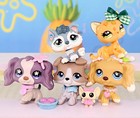 5lot Pet Shop Lps Cocker Spaniel Shorthair Cat Collie Husky Puppy Gifts Rare Kid