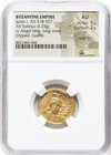 Gold Justin I 518-527 Ad  Byzantine Empire Roman 5 5 Av Solidus Coin Rare Ngc Au