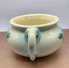 Vintage Hand-painted Ceramic Planter W blue Flowers  Handle  Pot Belly  2 75   x6   