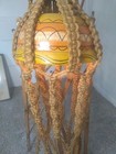Vtg Rare 1970s Large Macrame Hanging Plant Holder W pottery Lamp Shade Unique