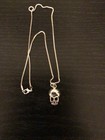 Silver Tone Skull Necklace Gothic Occult Biker Punk Halloween