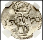 Poland - Lithuania 1570 2d Old World Silver Coin Ms63 Ngc