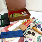 Vintage Mid Century Deluxe Craft Chicago Sewing Box W Buttons Needles Notions