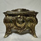 Vintage Victorian Heavy Ornate Metal Dresser Casket Trinket Jewelry Box 3 5x4 7