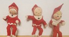 3 Vintage  50s Christmas Wire Poseable Red Felt Pixie Elf Gnomes Japan Good