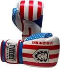 Invincible Fight Gear Hook And Loop Leather Training Boxing Gloves With Usa Flag