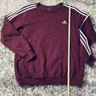 Adidas Sweater Womens Medium Essentials 3 Stripes Fleece Sweatshirt Maroon White