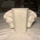Vintage Macbeth Evans Uranium Milk Glass Shaving Mug double Horse Head Vase