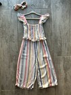 Btween Los Angeles Boutique Toddler New Striped Off The Shoulder Jumpsuit 4t 