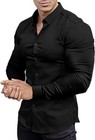 Men   s Muscle Fit Dress Shirts Athletic Slim Fit Long Sleeve Button Down Shirt