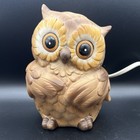 Vtg Josef Originals Light Up Ceramic Brown Owl Night Light Table Lamp - Sweet 