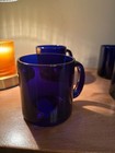 Vintage Blue Glass Coffee Mug  American Made Drinkware  Usa Collectible Set Of 6