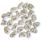 White Resin Rune Set New Norse Runes 25 Pc Elder Futhark Tiles W  Bag   Meanings