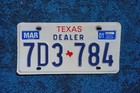 2001 Texas Dealer License Plate