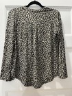 Michael Kors Women   s Medium Leopard Print Zip Front Long Sleeve  Gold Accents  