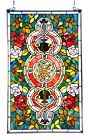Stained Glass Window Panel Floral Medallion Design 20  W X 32  L Suncatcher