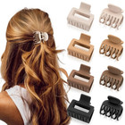 8pcs Matte Claw Hair Clips Women Small Rectangle Double Row Teeth Hairpins