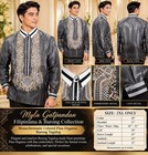 Monochromatic Charcoal Gray Pina Organza Barong Tagalog 2xl