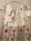 Girls 11-12y White Sleeveless Long A-line Organza Floral Dress Flower Girl