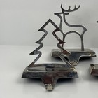 4 Christmas Stocking Hanger Holders Chrome Silver Tree Reindeer Weighted Heavy