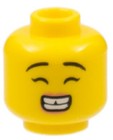 Lego New Yellow Minifigure Head Female Gap In Teeth Smile grin Closed Eyes D183