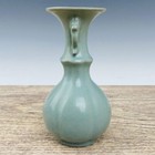 7  China  Antique Song Dynasty Porcelain Ru Kiln Mark Cyan Glaze Double Ear Vase