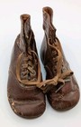 Vintage Brown Leather Baby Shoes With Laces High Top Antique Toddler Boots