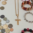Grandpas Junk Drawer Estate Lot Vintage Coins Tokens Pin Jewelry Watch Tool Mint