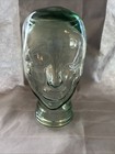 Vintage Pier 1 Mannequin Head Clear Green Tint Glass Hat Or Wig Display