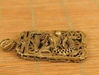 Ancient Chinese Bronze Hand Carved Dragon Statue Necklace Gift Talisman