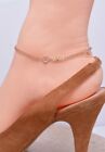 Double Chain Heart Crystals 14kt Gold Plate Anklet Ankle Bracelet 9 -12 5