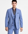 Bar Iii Mens Slim Fit Suit Jacket Blazer 38 R Steel Blue Solid Stretch