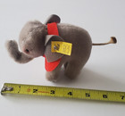 Vintage Mini Steiff Mohair Gray Elephant With  Button And Red Blanket  6310 00