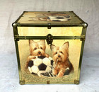 Vintage Ruane Manning Wooden Terrier Soccer Trunk Chest Storage Toy Box 16  Cube