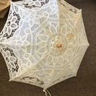 Off White Lace Parasol Mini  Umbrella W  Wood Handle  Metal Frame  Lace Fabric