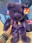 Vintage 1998 Ty Princess Diana 14    Plush Bear White Rose Original Beanie Buddy